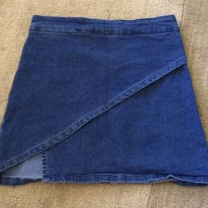 Brandy Melville blue wash denim asymmetrical skirt